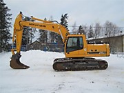 Аренда гусеничного экскаватора Hyundai R 210LC-7. Различное навесное оборудование узкий ковш, гидромолот. Собственные ремонтные бригады, подмена техники в случае серьезной поломки. Предлагаем аренду экскаваторов в Мурманске и Мурманской области.